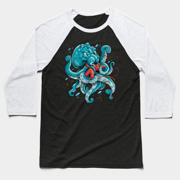 Octopus with a diver, best divers gift and octopus lovers gift Baseball T-Shirt by AbirAbd